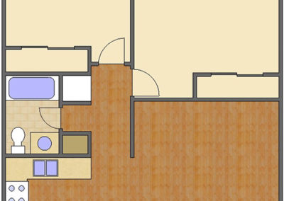 Floorplan: 2 Bedroom, 1 Bath of Broadway Apartments in Auburn, AL