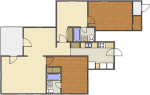 Forsythe Floor Plan: 2 Bedrooms, 2 Baths of Park Hill Apartments in Auburn, AL